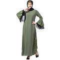A-line abaya with Black sequins work- Jade Green A-line abaya with Black sequins work- Jade Green